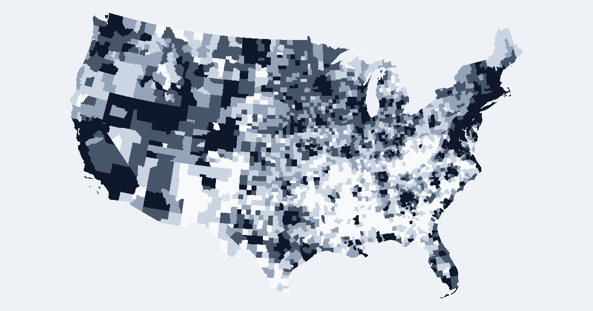 Fruit & Vegetable Markets: Establishments by County Map